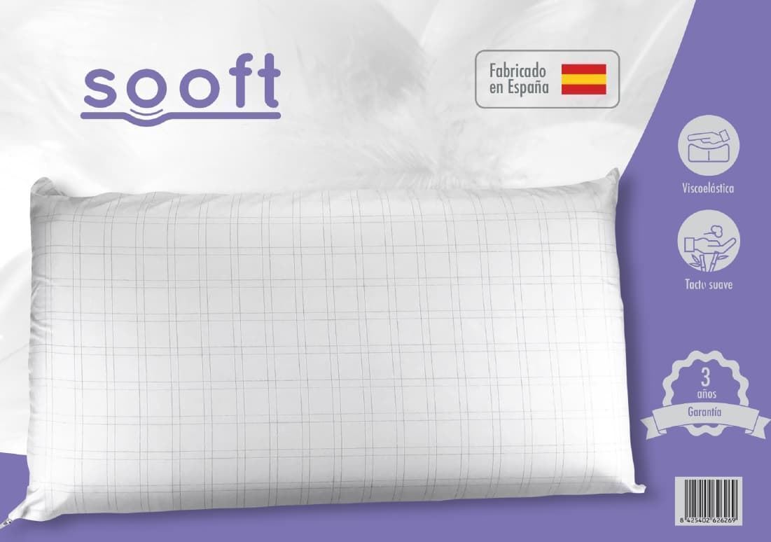 PACK COMPLETO: Canapé abatible Eco con montaje + Colchón Kobu Ecus + Almohadas viscoelásticas Sooft + Protector colchón y almohadas Cotton Textil Blanca - Imagen 5